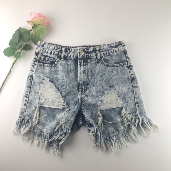 Uniq by Litz Acid Wash Distressed Shorts Sz M - Picture 1 of 7
